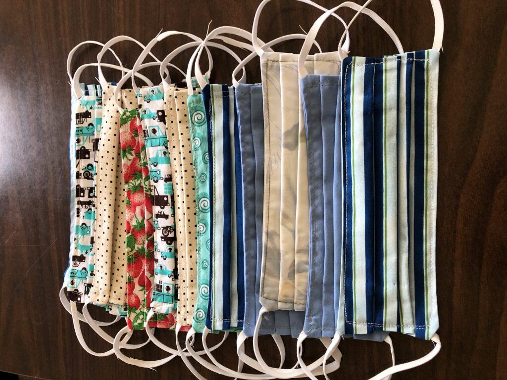 Cotton masks on a table